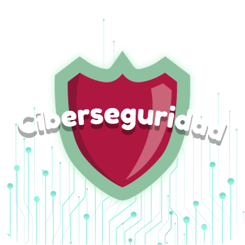 Portada de la sección del Juego Ciberbullying, se puede apreciar un escudo con el titulo de Ciberseguridad.